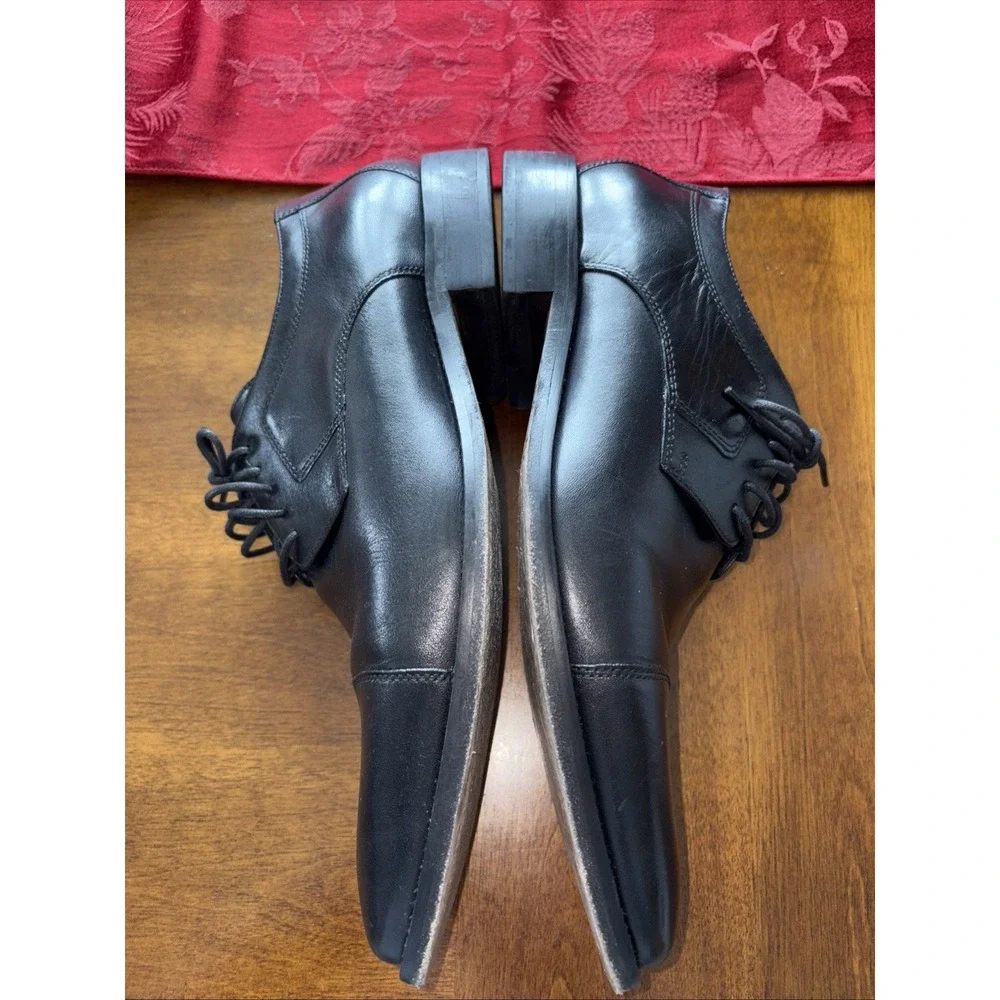 Johnston & Murphy Mens Sz US 12 M Cap‎ Toe Oxford Black Leather Shoes 59 -11567